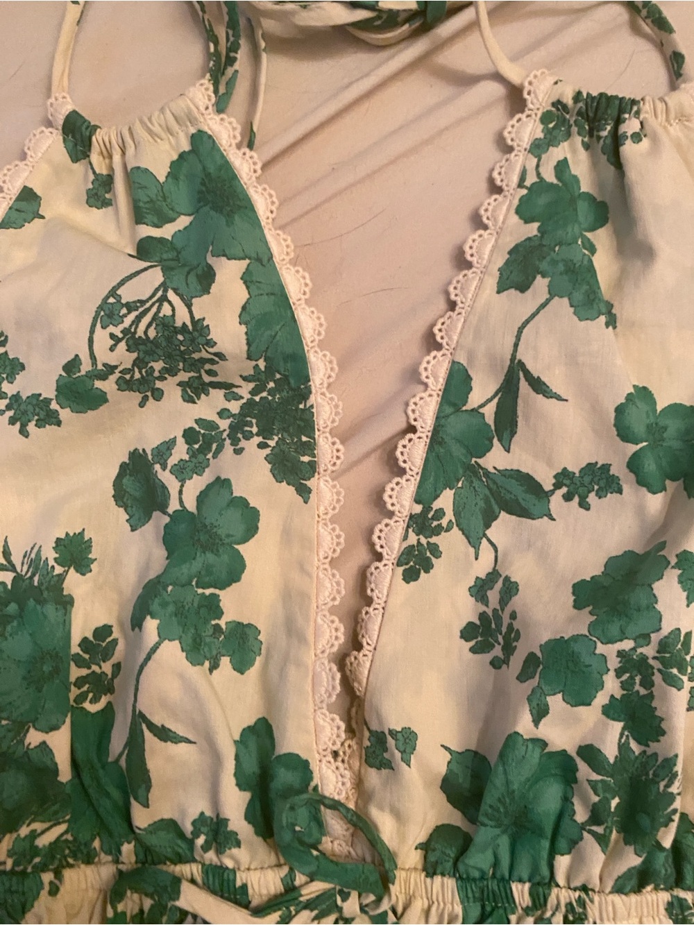 Monteau Los Angeles Size M Green Floral Halter Maxi Dress With Pockets - Picture 6 of 12